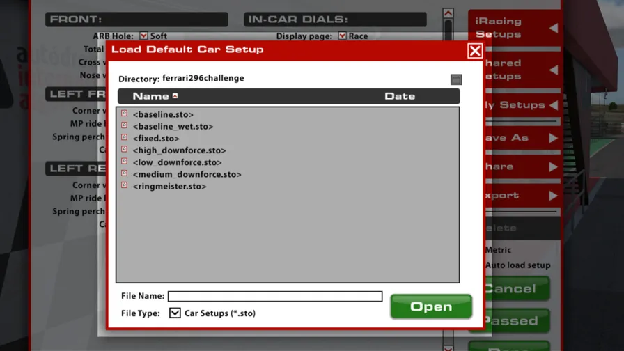 载入 iRacing 设置