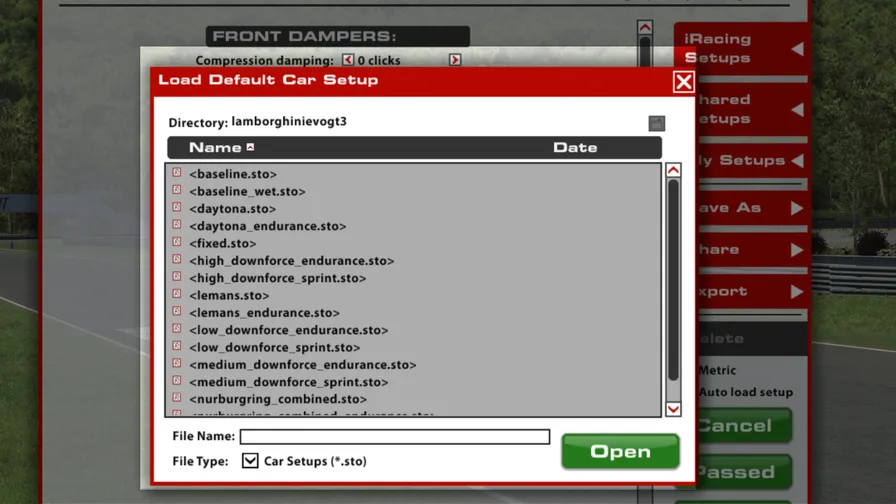 载入 iRacing 设置