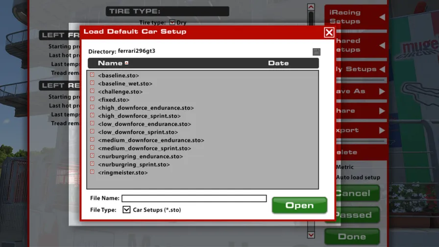 载入 iRacing 设置
